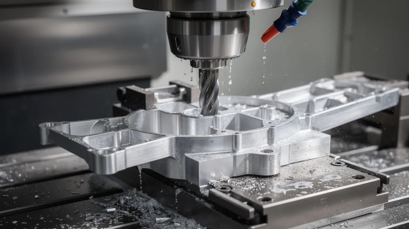 CNC machining trends 2026 — CNC milling cutter machining an aluminium component, Manchester precision engineering, Elmax Engineering Stockport