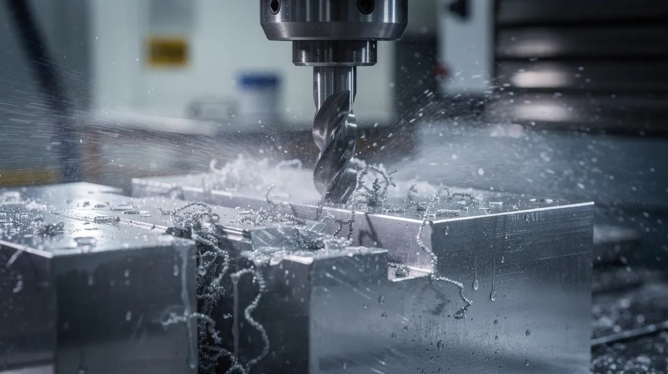 CNC machining vs 3D printing — CNC milling cutter machining an aluminium component, Manchester precision engineering, Elmax Engineering Stockport