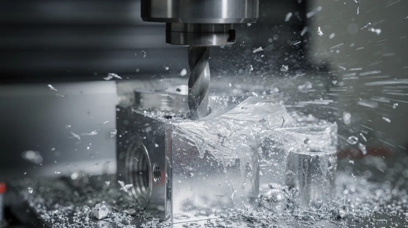 Precision CNC machining services Manchester — CNC milling an aluminium component, Elmax Engineering Stockport